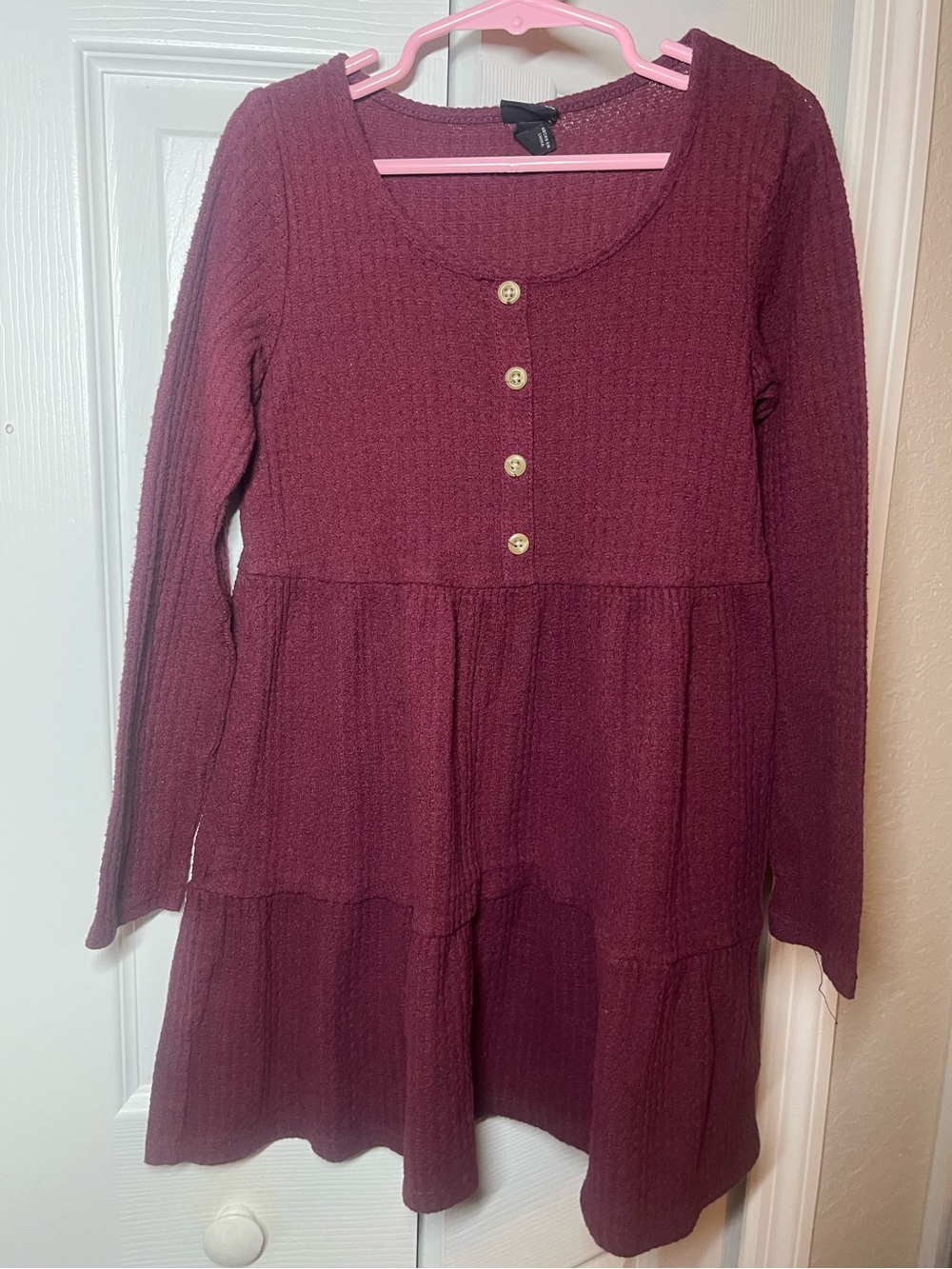 Art Class girls long sleeved knit burgundy dress size 6x